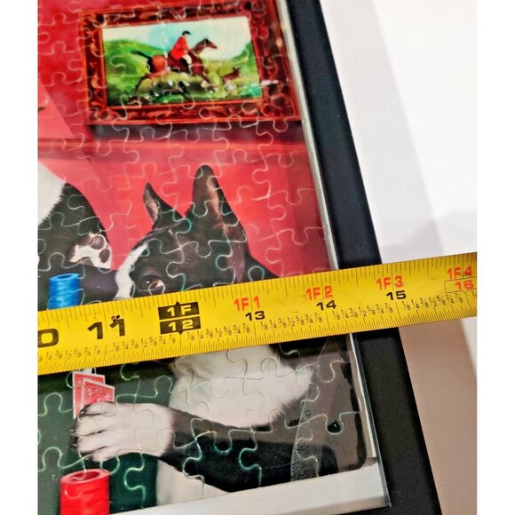 Home of Boston Terriers - Four Dogs Doggie Playing Poker Framed Puzzle 12x15" - Picture 8 of 9